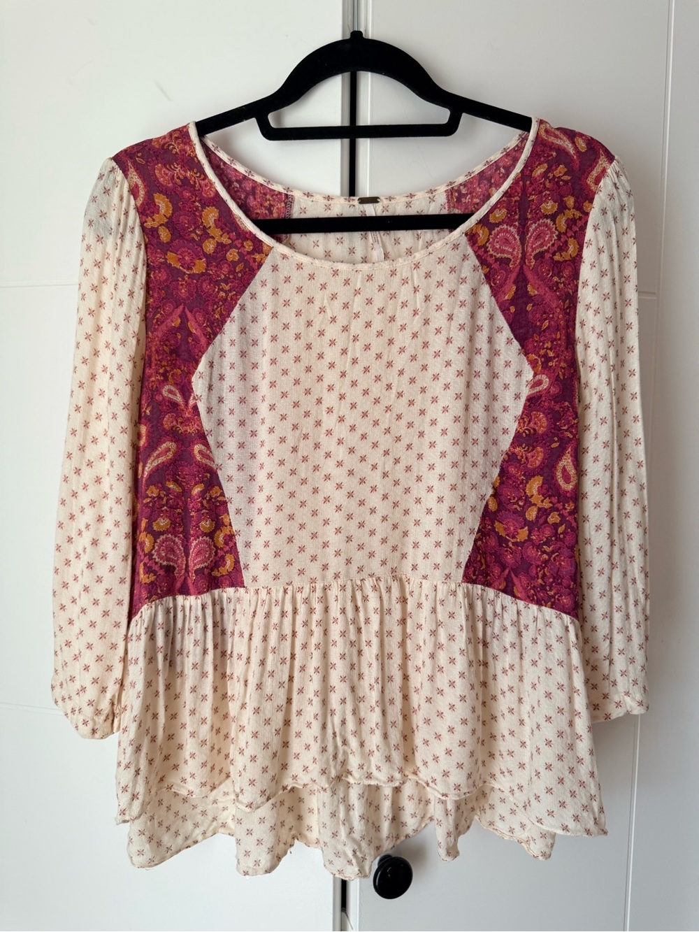 Free People Patterned Blousy Peasant Top